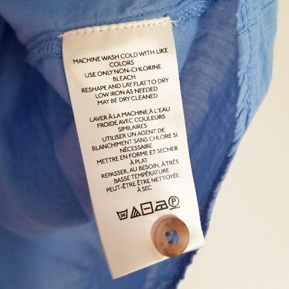 Anthropologie Pilcro Flutter-Sleeve Babydoll Top Wedgewood Blue Cotton $70 India - Picture 9 of 14